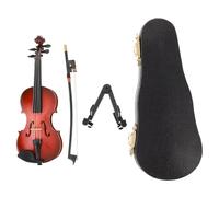 ORFOFE Mini Violín de Madera con Arco y Estuche Adorno Musical Delicado Figura Miniatura Realista para Decoración de Hogar Oficina y Regalo para Amantes Música