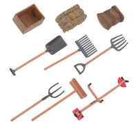 ORFOFE Modelo De Herramienta Agrícola Miniatura para Niños, Set De 9 Piezas, Material Seguro y Duradero, Mini Herramienta De Jardinería Doméstica para Decoración De Casa y Accesorios De Granja
