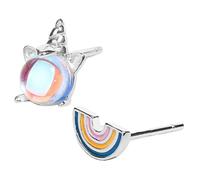 ORFOFE Pendientes Asimétricos Unicornio con Diseño de Arcoíris para Mujer y Niñas Joyería Creativa Resistente y Llamativa para Vestir Diario y Fiestas