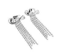 ORFOFE Pendientes de Gorra Vaquera Borlas y Pedrería Brillante Aleación Resistente Ligeros y Cómodos Joyería Estilo Western para Mujer Fiestas Country y Eventos Sociales