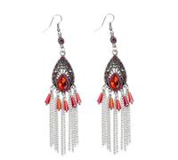 ORFOFE Pendientes Vintage Largos con Borla y Gota de Agua Rojos Joyería Elegante de Aleación para Mujer Fiestas y Uso Diario