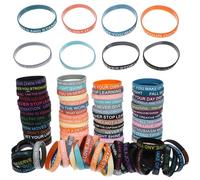 ORFOFE Pulseras de Silicona Elásticas Unisex Frases Motivacionales, 100 Piezas Multicolor (verde, Morado, Negro y Pastel), Accesorio Inspirador para Adolescentes y Uso Diario