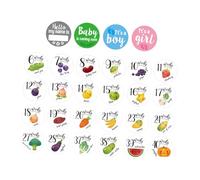 ORFOFE Recuerdo del Crecimiento del Ñiño 28 Pegatinas Semanales Barriga de Embarazadas, Accesorios Seguros y Fáciles de Quitar para Fotografía Maternal