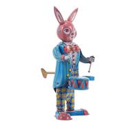 ORFOFE Robot de Hierro Retro con Cuerda Conejo Baterista Musical para Juguete Artístico Vintage Decorativo para Oficina Hogar y Cafetería Figura Coleccionable Creativa