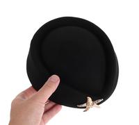 ORFOFE Sombrero de Azafata de Fieltro Francés Gorra de Uniforme de Vuelo Rígida Color Azul Marino Tamaño Único Accesorio para Cosplay y Fiestas Temáticas de Aerolínea