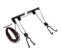 ORFOFE Soporte de Bicicletas de Pared Negro, Elevador Polipasto para Almacenamiento en Techo, Capacidad 20 Kg, Sistema de Gancho para Garaje y Ahorro de Espacio