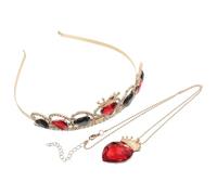 ORFOFE Tiara de Corazón Rojo con Collar de Princesa para Mujer y Niña de Aleación y Cristal con Rhinestones para Bodas Cumpleaños y Fiestas Navideñas