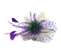 ORFOFE Tocado de Novia Plumas Multicolor Diadema y Pasador Decoración de Sombrero para Fiesta de Té y Banquete Accesorio Cabello Mujer Modelo Ha5423 Púrpura Amarillo Verde