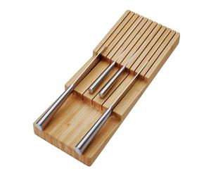 Orga-box Bandeja para cuchillos de bambú 448 x 174 x 45 mm 3 bandejas para cubiertos a partir de 497 mm (600 mm de ancho de cuerpo) bloque de cuchillos de madera