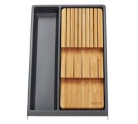 Orga-box multiusos SEPARADO Individual gris pizarra veteado | 300 x 474 x 51 mm Cajón a partir de 40 cm de ancho in uchillero de bambú para hasta 9 cuchillos