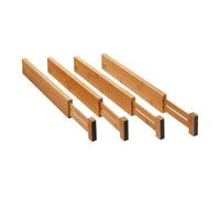 Orga-box Sistema de divisores de cajones de bambú de 4 piezas 430-556 mm | divisor de con mecanismo de resorte