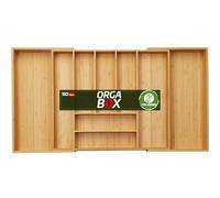 Orga-box UNIVERSAL Cubertero de bambú ajustable para anchura de armario 700-900 mm hasta 9 compartimentos para profundidad de cajón 473 mm