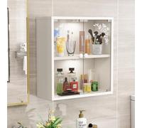 Orga de puerta de cristal montada en la pared, exhibición de almacenamiento de 2/3 niveles para el hogar, baño, oficina y sala de estar, solución decorativa que ahorra espacio para una vida sin