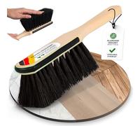 ORGAFLIX Cepillo de mano premium de crin con protección de bordes, extra resistente al polvo gracias a la mezcla de crins de alta calidad, escoba de mano sin escoba, escoba manual de crin de caballo