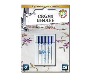 Organ 75 Blue Tip/130/705H - Set de 5 agujas para bordado