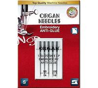 Organ - Agujas para bordar antipegamento súper antiadherentes para máquina de coser (tallas 90/14 y 100/16)