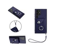 Organ Card Bag Ring Holder PU Phone Case with Lanyard for Samsung Galaxy S24 Ultra 5G