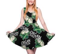 Organ Donation - Vestido de verano para la playa, bohemio, midi, tirantes delgados, vestido sin mangas, Estilo:, 5XL