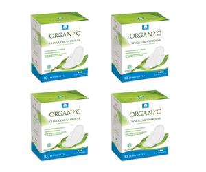 Organ(y)c, Compresas Día con Alas Dobladas de Algodón Certificado 100% Bio - 4 paquetes x 10 compresas (Total 40 unidades)