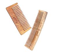Organic B Neem Comb Combo Pack - Peines de madera natural impregnados con aceite de nim, ricino y coco para desenredar, control del encrespamiento y brillo brillante, ideal para todo el cabello (neem