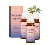 Organic Castor Oil Rose Quartz Roller Ball Organic Castor Oil Roll on for Face Skin Natural Ingredients Deep and Lasting Hydration & Smoothing Non-Greasy Gentle Effective Nourishes Skin(3PCS)