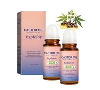 Organic Castor Oil Rose Quartz Roller Ball Organic Castor Oil Roll on for Face Skin Natural Ingredients Deep and Lasting Hydration & Smoothing Non-Greasy Gentle Effective Nourishes Skin(2PCS)
