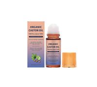 Organic Golden Castor Oil Roll-On with Rose Quartz, Cold Fressed Pure for Skin, Brows & Lashes, Hexane Free