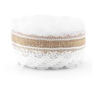 Organic Jute Roll with Heart Lace | 10m x 6cm Burlap Ribbon for Christmas/Wedding/Craft Decor | Eco - Friendly Hessian Fabric for Present Wrapping & DIY Projects