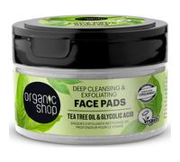Organic Shop Face Pads Deep Cleansing Tea Tree Oil Glycolic Acid 20 uds