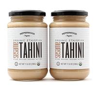 Organic Stone-Ground Ethiopian Sesame Tahini Paste, Hulled, Unsalted, Non-GMO, Gluten-Free, Kosher, Vegan, USDA Organic, Peanut-Free, 330g Glass Jars (2 Pack)