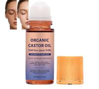 Orgánico Aceite de Castor Rose Quartz Roller Ball, Cold Presssed Moisturizing Beauty Oil Brow Lashes Hairline Face Skin, Smooth Glide Roller Neck Under Eye Care, Travel Friendly Leakproof Roller
