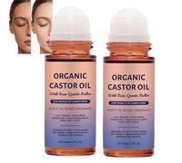 Orgánico Aceite de Castor Rose Quartz Roller Ball, Cold Presssed Moisturizing Beauty Oil Brow Lashes Hairline Face Skin, Smooth Glide Roller Neck Under Eye Care, Travel Friendly Leakproof Rollo Bottle