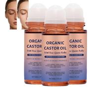 Orgánico Aceite de Castor Rose Quartz Roller Ball, Cold Presssed Moisturizing Beauty Oil Brow Lashes Hairline Face Skin, Smooth Glide Roller Neck Under Eye Care, Travel Friendly Leakproof Roller