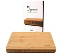 Organicook Tabla de cortar de madera grande de lujo, patas antideslizantes, tabla de cortar de bambú, tabla de cortar de madera, bloque de carnicero, fácil de limpiar, sólida, gruesa, 40 x 30 x 3 cm,
