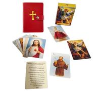 Organiseur Cartes Prière Cuir 17,6 x 11,8 x 1,8 cm - Porte Cartes Portable Sacré 54 Emplacements | Étui Rangement Compact Spirituel | Accessoire Organisation Religieuse Voyage Église École Cérémonie
