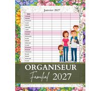 Organiseur Familial 2027: Calendrier mensuel A4 pour la famille à 5 colonnes pour organiser toute l’année