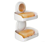 Organiza fácilmente esponjas y jabones con este funcional estante de almacenamiento montado en la pared (doble capa dorada)