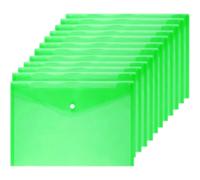 Organiza tu espacio con confianza, sobres de plástico para documentos tamaño A4/Carta, cierre a presión que garantiza un almacenamiento seguro,