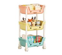 Organización y almacenamiento de salas de juegos, Estante de varios niveles con ruedas, Fun, Funcional, Children's Organizer with Storage Bins for Nursery Kids Room, Diseño de ahorro de espacio, Fácil