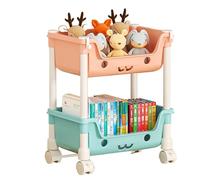 Organización y almacenamiento de salas de juegos, Estante de varios niveles con ruedas, Fun, Funcional, Children's Organizer with Storage Bins for Nursery Kids Room, Diseño de ahorro de espacio, Fácil