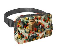 Organización y funcionalidad sin esfuerzo, riñonera de viaje para hombres y mujeres, la riñonera ideal con correa ajustable para caminar, senderismo y ciclismo, patrón de paisaje de viaje,