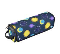 Organizador 2 en 1 de herramientas para el cabello con purpurina falsa, diseño de universo sol y luna, con alfombrilla resistente al calor, impermeable, organizador de viaje para plancha, herramientas