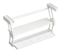 Organizador Abatible para Alacenas Acero al Carbono Carga 10 kg Estante Plegable 2 Niveles Cocina para Utensilios Verduras Bajo Armario Ahorro de Espacio(White,70cm(26.9in))