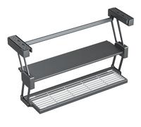 Organizador Abatible para Alacenas Acero al Carbono Carga 10 kg Estante Plegable 2 Niveles Cocina para Utensilios Verduras Bajo Armario Ahorro de Espacio(Black,60cm(23in))