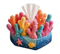 Organizador acolchado de pañuelos de animales marinos, kit de costura de animales marinos, soporte para caja de pañuelos para baño, dormitorio, tocador, sala de estar, oficina