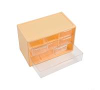 Organizador acrílico estilo cajón con seis rejillas dedicadas para gestionar cosméticos, joyas, suministros de arte de uñas y artículos esenciales de escritorio (amarillo)