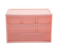 Organizador acrílico estilo cajón con seis rejillas dedicadas para gestionar cosméticos, joyas, suministros de arte de uñas y artículos esenciales de escritorio (rosa)