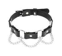 Organizador Anillos caja bandeja joyas mujer muslo liga de cuero liga hecho a mano Disfraz Cosplay discoteca fiesta Leather Choker Necklace regalo caja decoración herramienta anillo (negro, One Size)