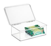 Organizador apilable con tapa de pl stico iDesign sin BPA para despensa y cocina, para congelador y refrigerador - 18,3 x 27,5 x 9,5 cm, transpar