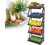Organizador apilable de cocina, estante de almacenamiento para despensa, armario y refrigerador, ideal para frutas y verduras, fácil montaje